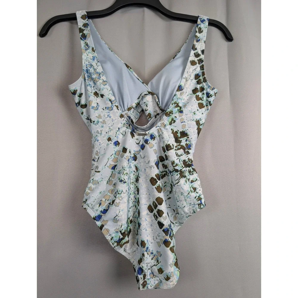 DKNY One Piece Swimsuit‎ Womens SZ 6 Blue Abstract Snakeskin Excellent